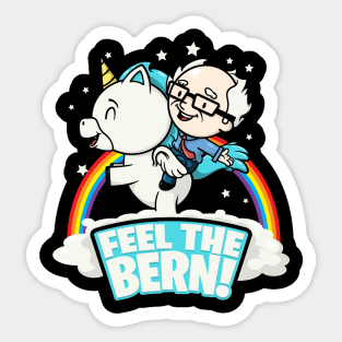 Bernie Sanders Feel The Burn Unicorn Rainbow Cartoon Sticker